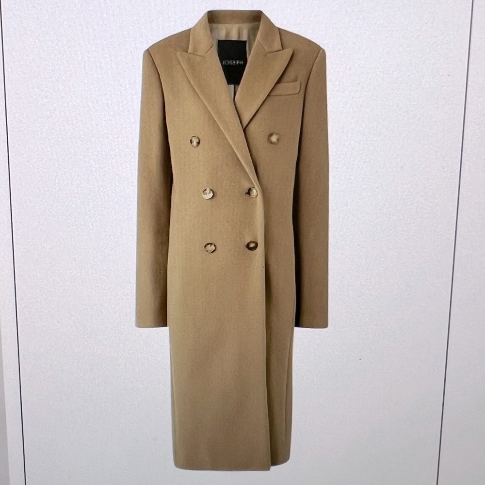 NWT Can Wool Cashmere Blend Coating Coat Double Breasted Slim Fitting Size EU40